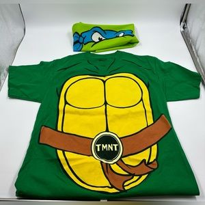Teenage Mutant Ninja Turtles TMNT T Shirt Green Shell Double Sided Bandana Sz M